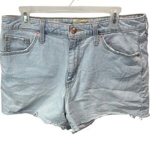 Universal Thread Denim Shorts Raw Hem Vintage Wash High Rise Size 14
